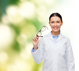 Image showing smiling female doctor with eyeglasses