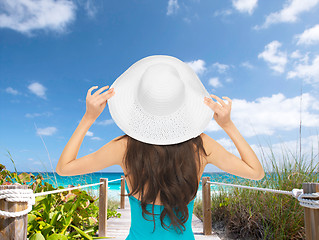 Image showing model in swimsuit with hat
