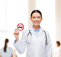 Image showing smiling female doctor with stethoscope