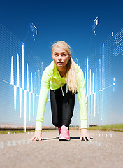 Image showing concentrated woman doing running outdoors