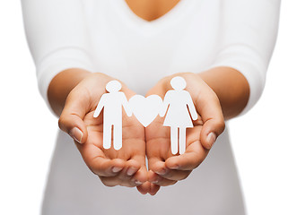 Image showing womans hands with paper couple