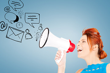 Image showing woman with megaphone