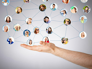 Image showing mans hand showing social network