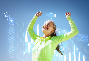 Image showing woman runner celebrating victory