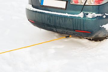 Image showing closeup of towing car with towing rope