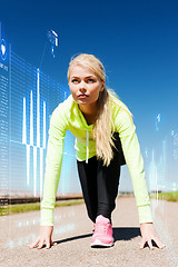 Image showing concentrated woman doing running outdoors