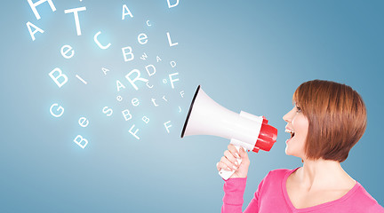 Image showing woman with megaphone