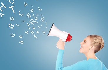 Image showing woman with megaphone