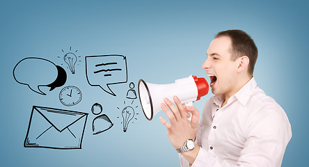 Image showing businessman with megaphone