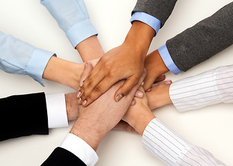 Image showing group of businesspeople celebrating victory