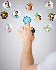 Image showing man hand pointing at social network