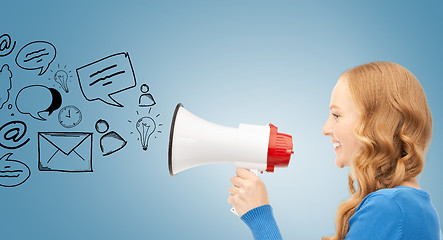 Image showing woman with megaphone