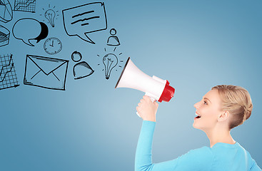 Image showing woman with megaphone