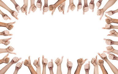 Image showing human hands showing thumbs up in circle