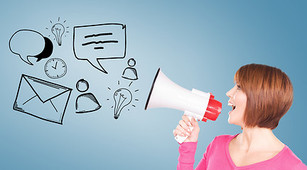 Image showing woman with megaphone