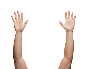 Image showing two man hands waving hands