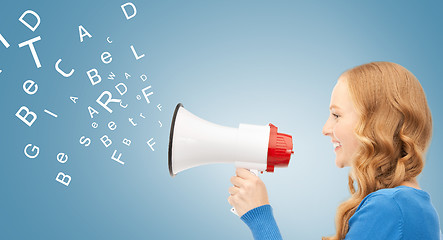 Image showing woman with megaphone