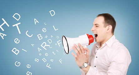 Image showing businessman with megaphone