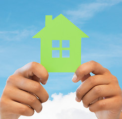 Image showing woman hands holding green house