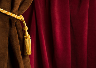 Image showing Red and brown theatre curtain