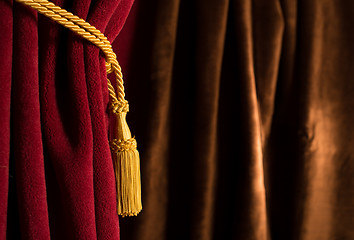 Image showing Red and brown theatre curtain