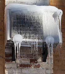 Image showing Frozen air conditioning with icicle