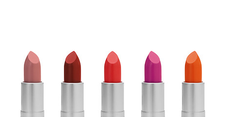 Image showing Colorful lipstick on white background