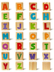 Image showing Wooden blocks font