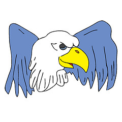 Image showing bird eagle hawk falcon with wings for tattoo drawing cartoon log