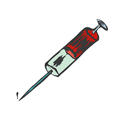 Image showing medical syringe with a needle vaccine for drug addiction with dr