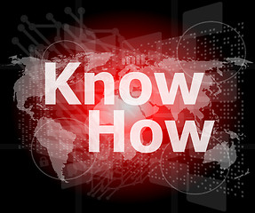 Image showing The word know how on digital screen, social concept