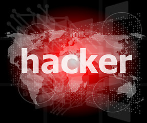Image showing Privacy concept: words Hacker on digital background