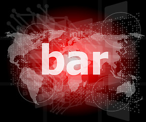Image showing bar, hi-tech background, digital business touch screen