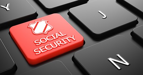 Image showing Social Security on Red Keyboard Button.