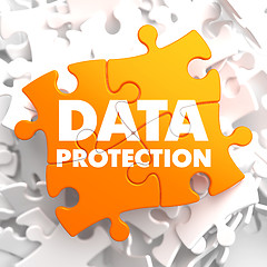 Image showing Data Protection on Orange Puzzle.