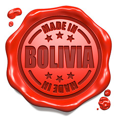 Image showing Made in Bolivia - Stamp on Red Wax Seal.