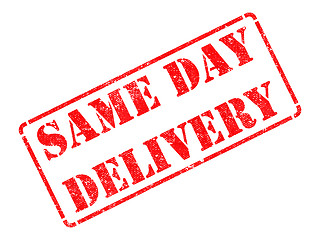 Image showing Same Day Delivery on Red Rubber Stamp.