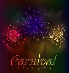 Image showing Colorful fireworks background for Carnival party 