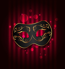 Image showing Black carnival ornate  mask on glowing background 