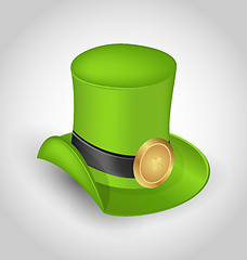 Image showing Green hat with buckle in saint Patrick Day - isolated on white b
