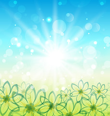 Image showing Spring nature background with flowers