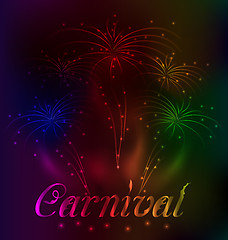 Image showing Colorful fireworks background for Carnival party 