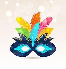 Image showing Colorful carnival or theater mask with feathers