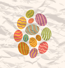 Image showing Set Easter eggs, vintage celebration background 