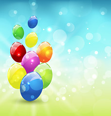 Image showing Easter set colorful eggs, holiday background