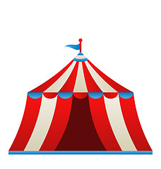 Image showing Open circus stripe tent isolated on white background