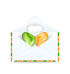 Image showing Envelope with clover in Irish flag color for St. Patrick's Day