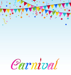 Image showing Carnival background with flags, confetti, text
