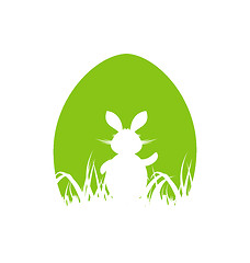 Image showing Cartoon Easter poster with rabbit and grass