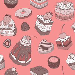 Image showing Cute cake. Seamless background.